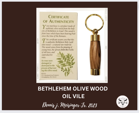 Bethlehem Olive Wood Perfume Holder (10k GOLD)
