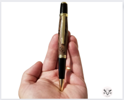 24K GOLD BURL WOOD BALLPOINT TWIST PEN