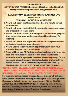 (3) BEGINNERS CLASS:
HOW TO MAKE & SEW A WALLET
(CLASS DATE: OPEN DATES )