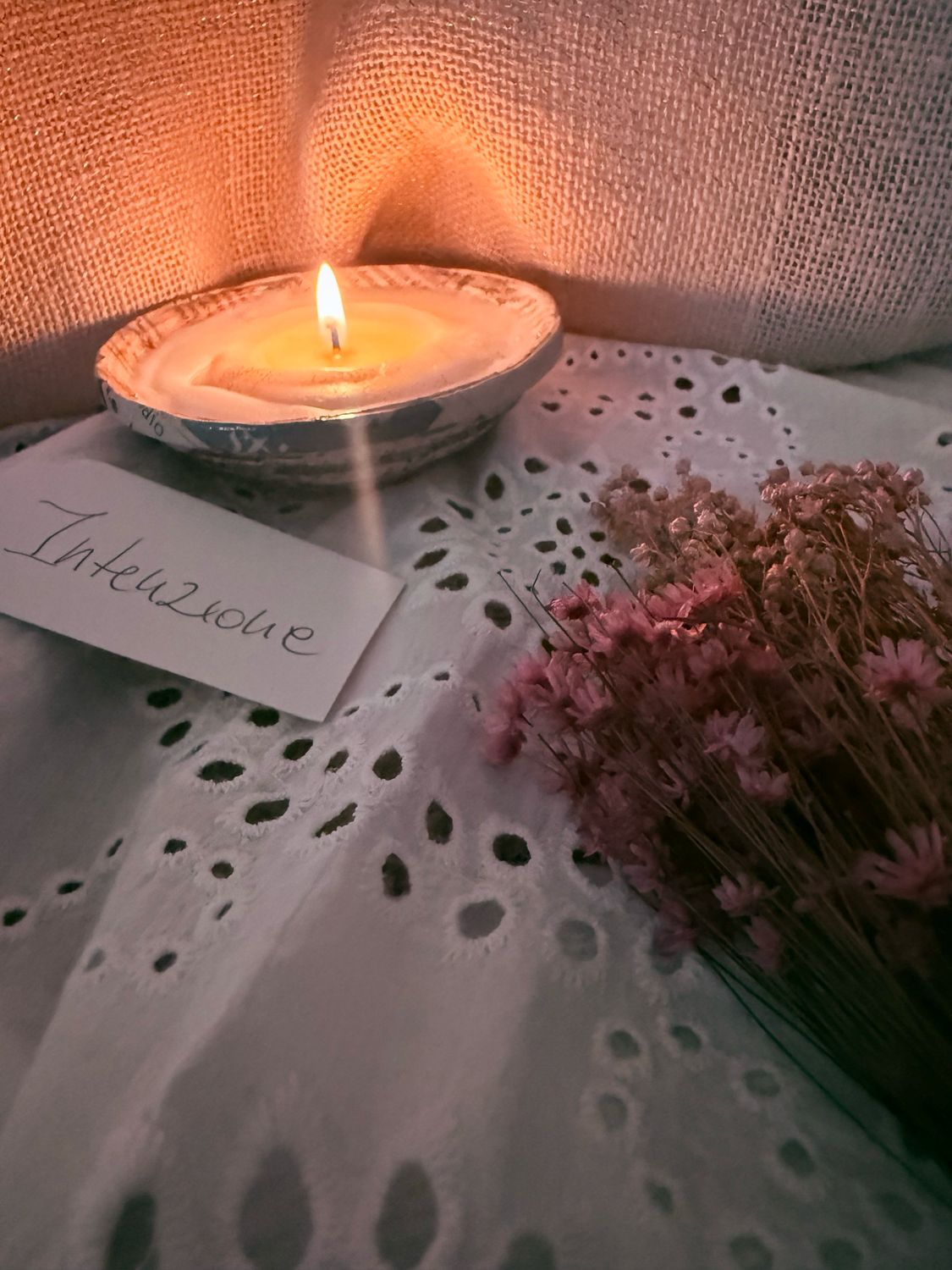 LUCE D’INTENZIONE - Candela ritualistica in ciotolina di carta riciclata, modellata a mano