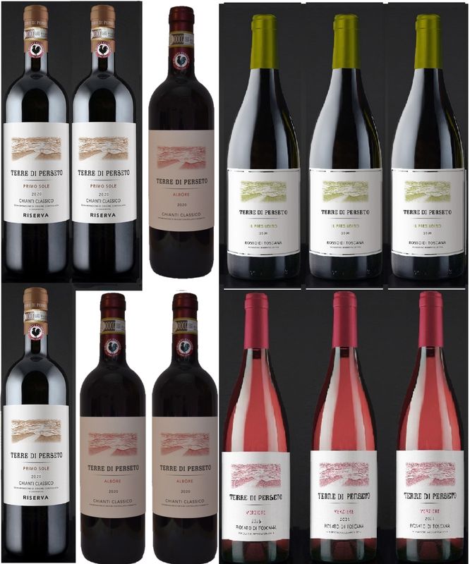 PACKAGE &quot;DEEP &amp; EASY&quot;: 3 RISERVA PRIMO SOLE CH.CLASS+3 ALBORE CH. CLASS+ 3 SUPERTUSCAN IL PREGIUDIZIO + 3 VERZIERE ROSE&#39; WINE// TOTAL PRICE FOR 12 BOTTLES