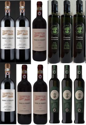 PACKAGE &quot;CHIANTI &amp; 2 OILS&quot;: 3 RISERVA PRIMO SOLE CH.CLASS+3 ALBORE CH. CLASS+ 3 MAURINO EVO OIL + 3 DOP BLACK ROOSTER EVO OIL// TOTAL PRICE FOR 12 BOTTLES