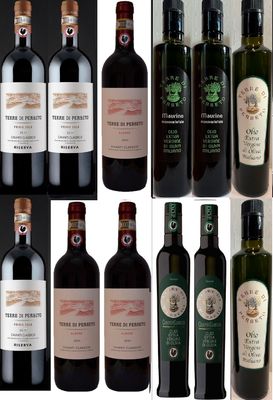 6 EVO OILS (2 bottles 0.500L per EACH type we produce) + 6 CHIANTI CLASSICO wines which are: 3 RISERVA &quot;PRIMO SOLE&quot; and 3 VINTAGE &quot;ALBORE&quot;/ Total price for the 12 bottles
