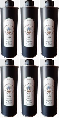 6 ITALIAN TRADITIONAL EXTRA VIRGIN OLIVE OIL // TOTAL PRICE FOR 6 CANS of 0.5 Liter each (half-liter/each btl)