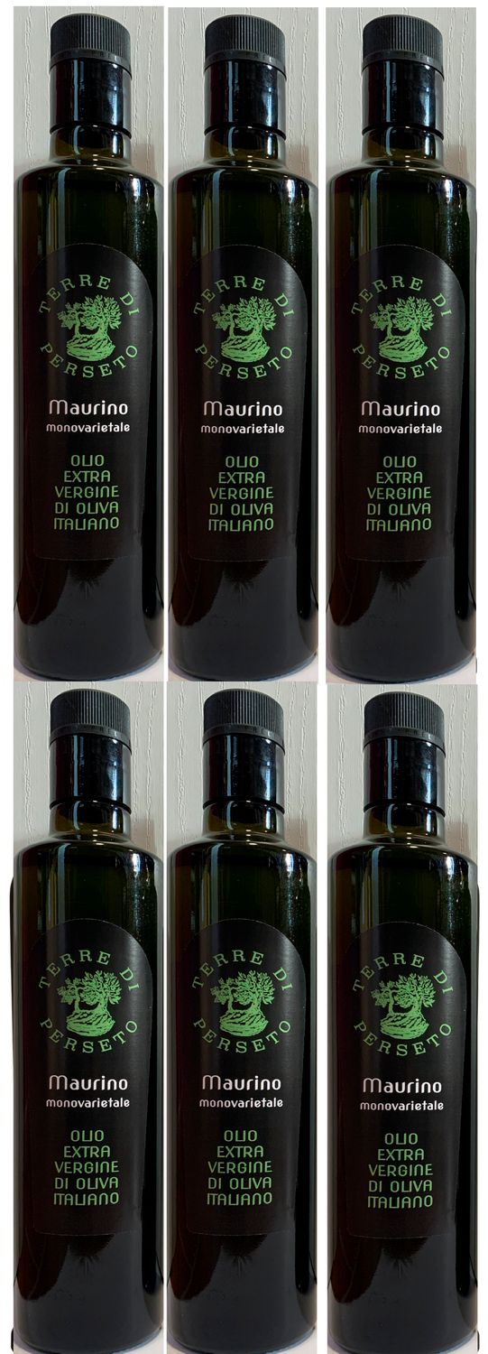 6 MAURINO MONOCULTIVAR EXTRA VIRGIN OLIVE OIL // TOTAL PRICE FOR 6 BOTTLES of 0.5 Liter (half-liter/each btl)