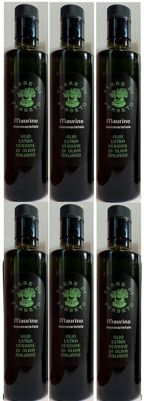 6 MAURINO MONOCULTIVAR EXTRA VIRGIN OLIVE OIL // TOTAL PRICE FOR 6 BOTTLES of 0.5 Liter (half-liter/each btl)