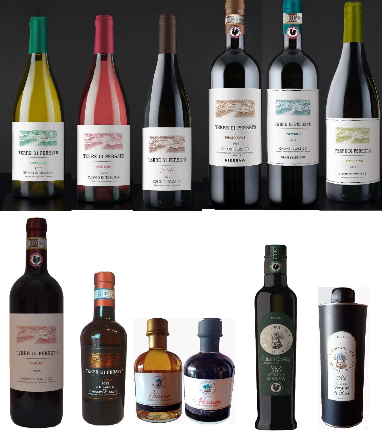 &quot;ALL WINES, BALSAMIC &amp; E.V. OLIVE-OILS PACKAGE&quot;: //PRICE for 12 BOTTLES as per PHOTO
