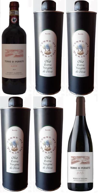 1 METELLO Red+1 Chianti Classico ALBORE+4 ITALIAN TRADITIONAL EXTRA VIRGIN OLIVE OIL // TOTAL PRICE FOR 6 bottles 1 METELLO Red+1 Chianti Classico ALBORE+4 ITALIAN TRADITIONAL EXTRA VIRGIN OLIVE OIL // TOTAL PRICE FOR 6 bottles