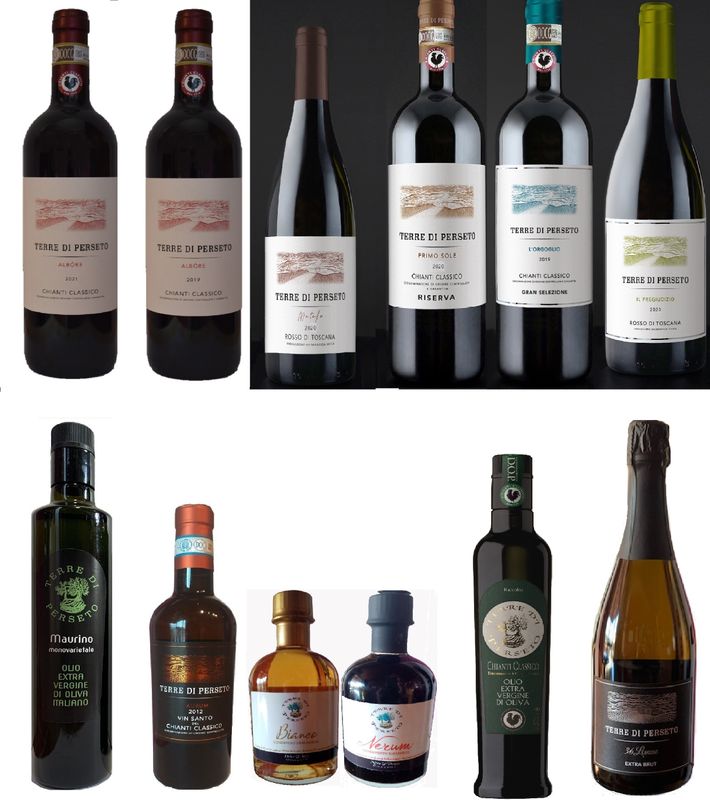 "ALL WINES plus the SPARKLING WINE "SPUMANTE 36 LUNAE", our BALSAMICS & E.V. OLIVE-OILS PACKAGE": //PRICE for 12 BOTTLES as per PHOTO "ALL WINES plus the SPARKLING WINE "SPUMANTE 36 LUNAE", our BALSAMICS & E.V. OLIVE-OILS PACKAGE": //PRICE for 12 BOTTLES as per PHOTO