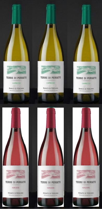 3+3:"VERZIERE" ROSE' YEAR 2025+ "CAPRICCIO" WHITE YEAR 2025: TOTAL PRICE FOR 6 BOTTLES! NEW VINTAGE!