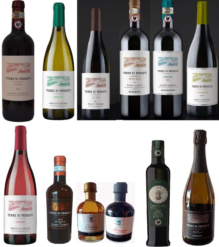 "ALL WINES plus the SPARKLING WINE "SPUMANTE 36 LUNAE", our BALSAMICS &amp; E.V. OLIVE-OIL PACKAGE": //PRICE for 12 BOTTLES as per PHOTO