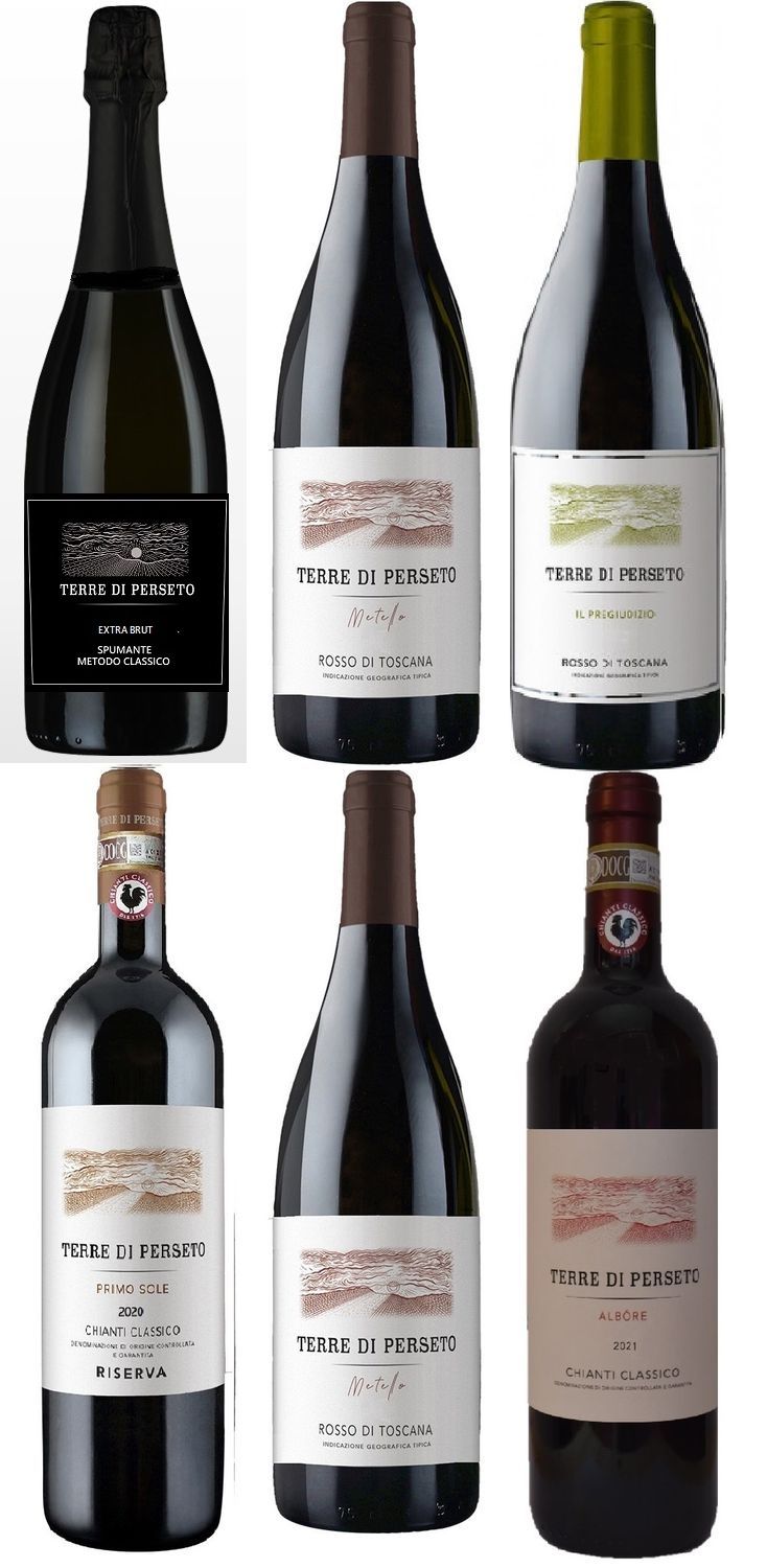 Mixed Wine-Box FOR ALL TASTES: 1 RISERVA "PRIMO SOLE" Chianti Class.+1 "ALBORE" Chianti Class. +1 SUPERTUSCAN+1 SPUMANTE Sparkling Wine+2METELLO IGT Tuscany RED/Total price for the 6 btls