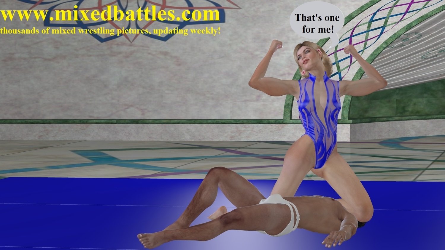 woman vs man muscle wrestling headlock