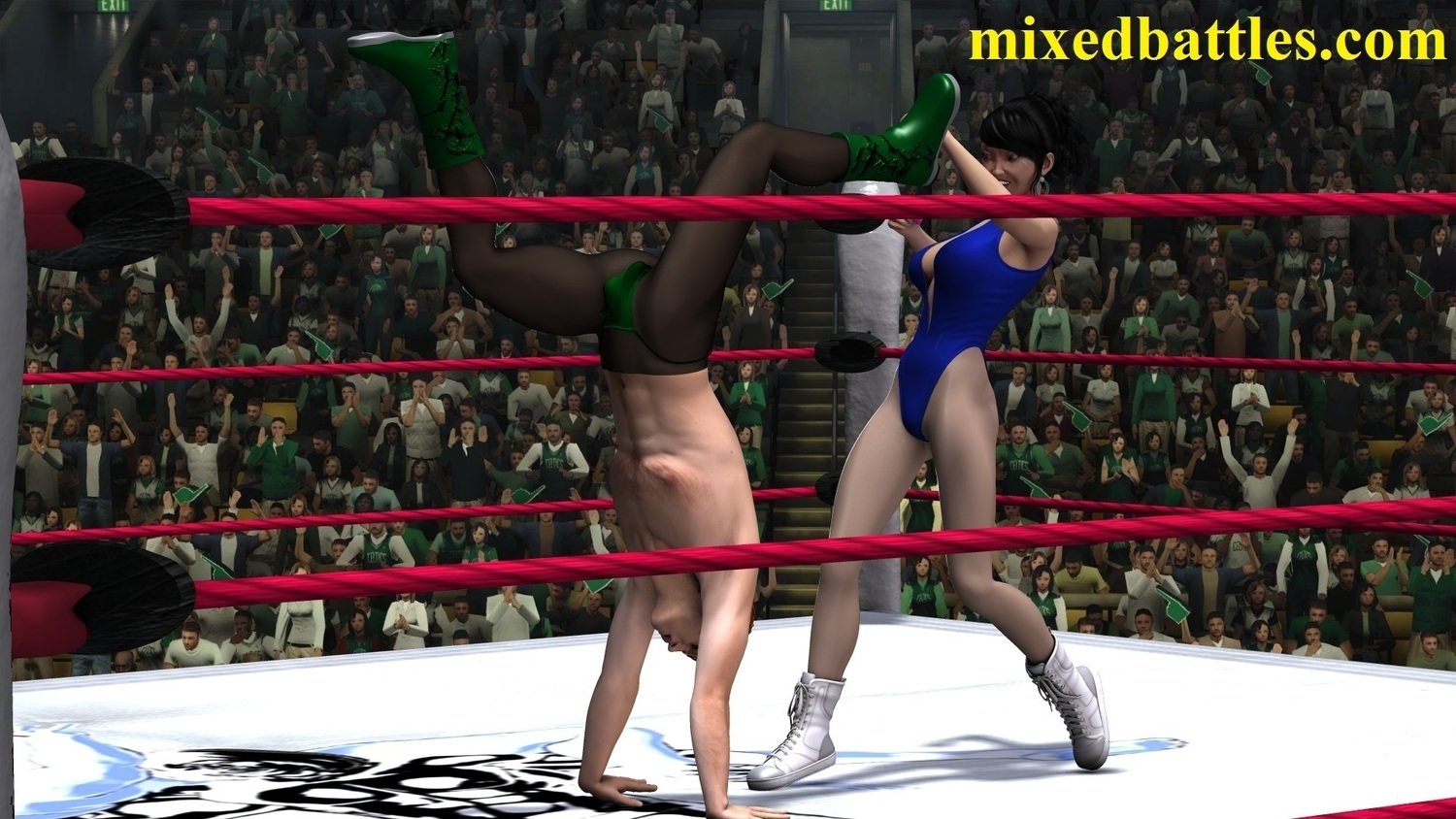 mixed wrestling headscissors leotard female domination MMA combat