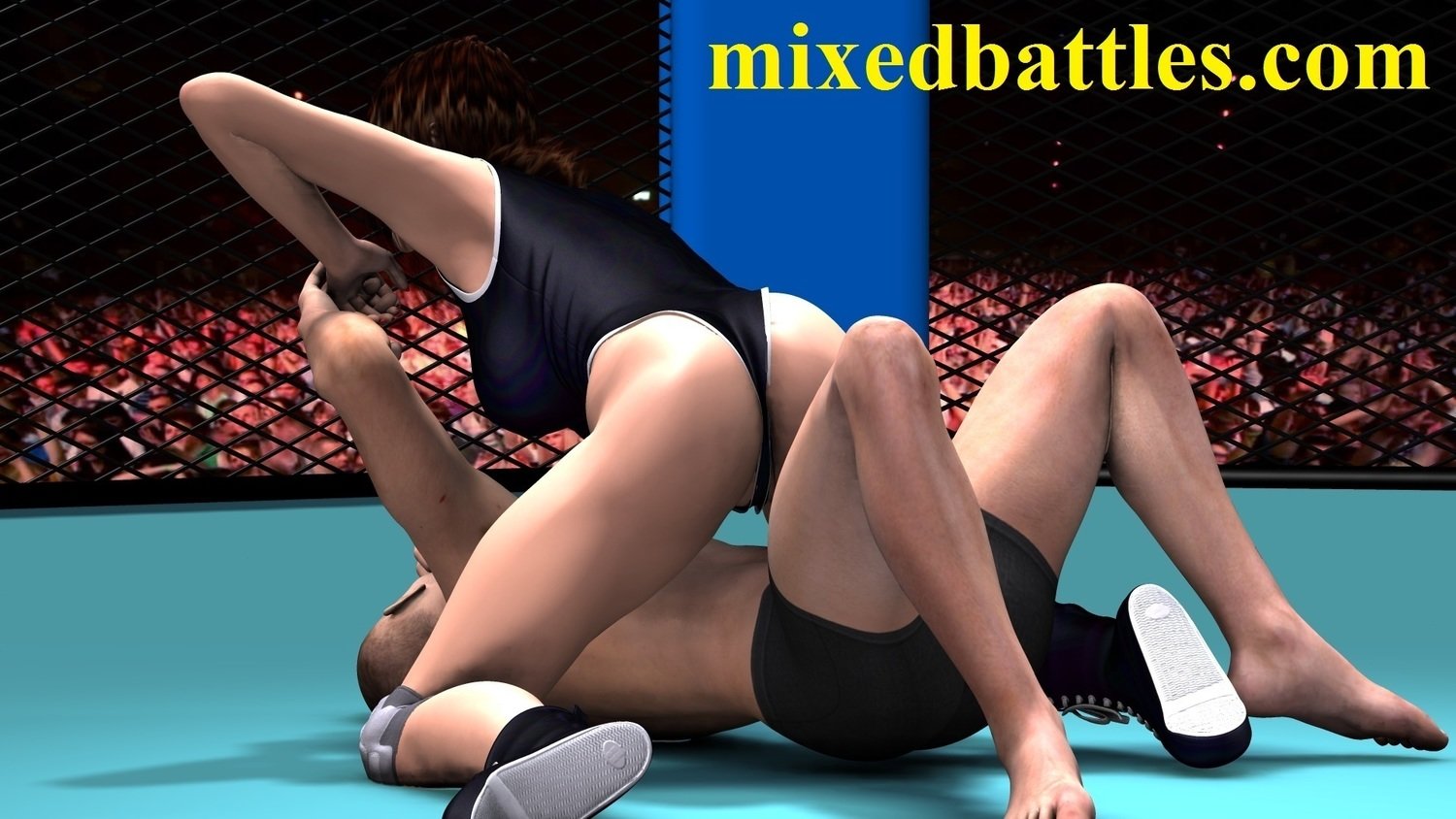 mixed wrestling leotard muscle female domination headlock