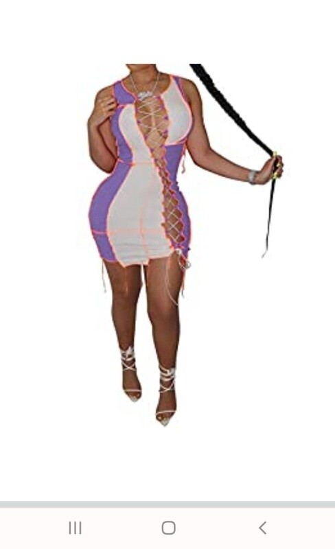 Womens hollow out lace up dress XL