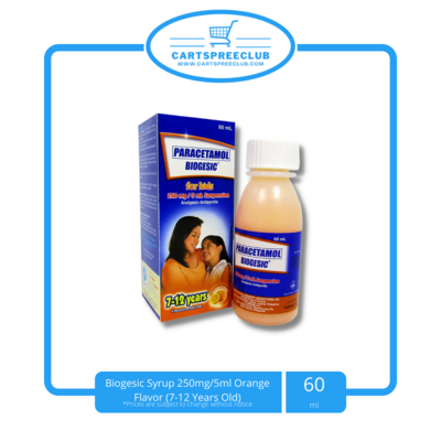 Biogesic Syrup 250mg/5ml 60ml Orange Flavor (7-12 Years Old)