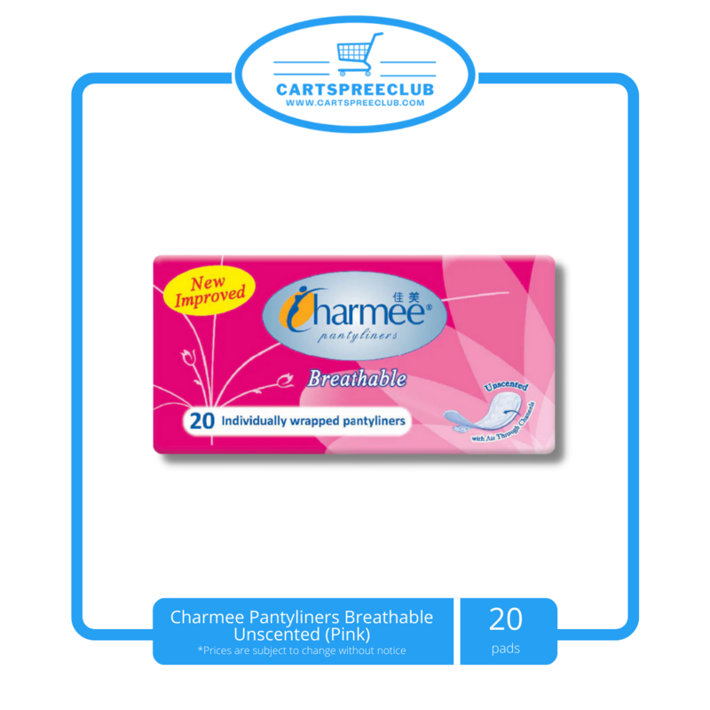 Charmee Pantyliners Breathable Unscented 20&#39;s (Pink)