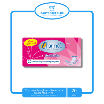 Charmee Pantyliners Breathable Unscented 20's (Pink)
