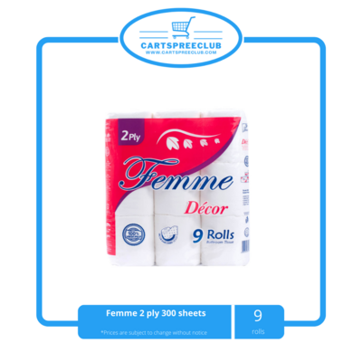 Femme Bathroom Tissue 300 Sheets 2ply 9's