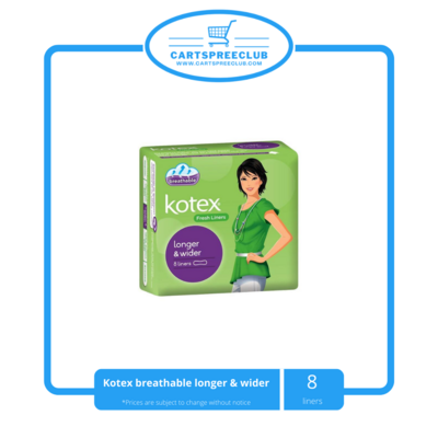 Kotex breathable long &amp; wider 8 liners
