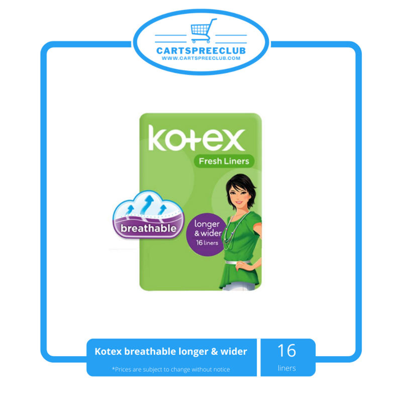 Kotex breathable longer &amp; wider 16 liners
