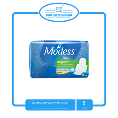 Modess Dry Max with wings 8 pads