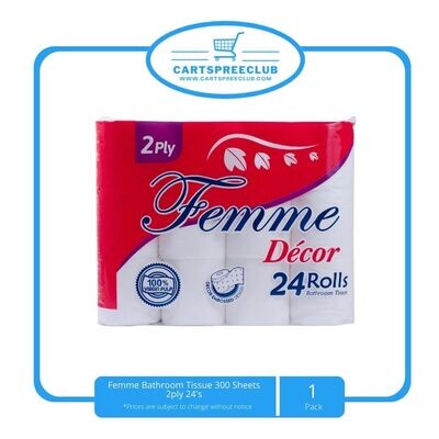 Femme Bathroom Tissue 300 Sheets 2ply 24's