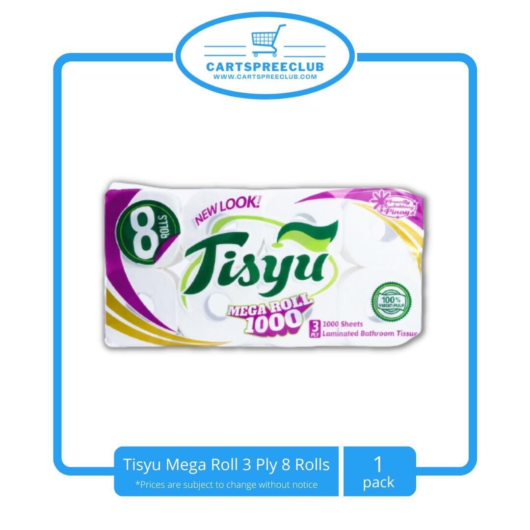 Tisyu Bathroom TIssue Mega Roll 3 ply 8 Rolls