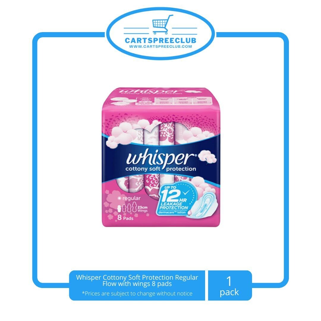 Whisper Cottony Soft Protection REGULAR FLOW with wings 8 pads