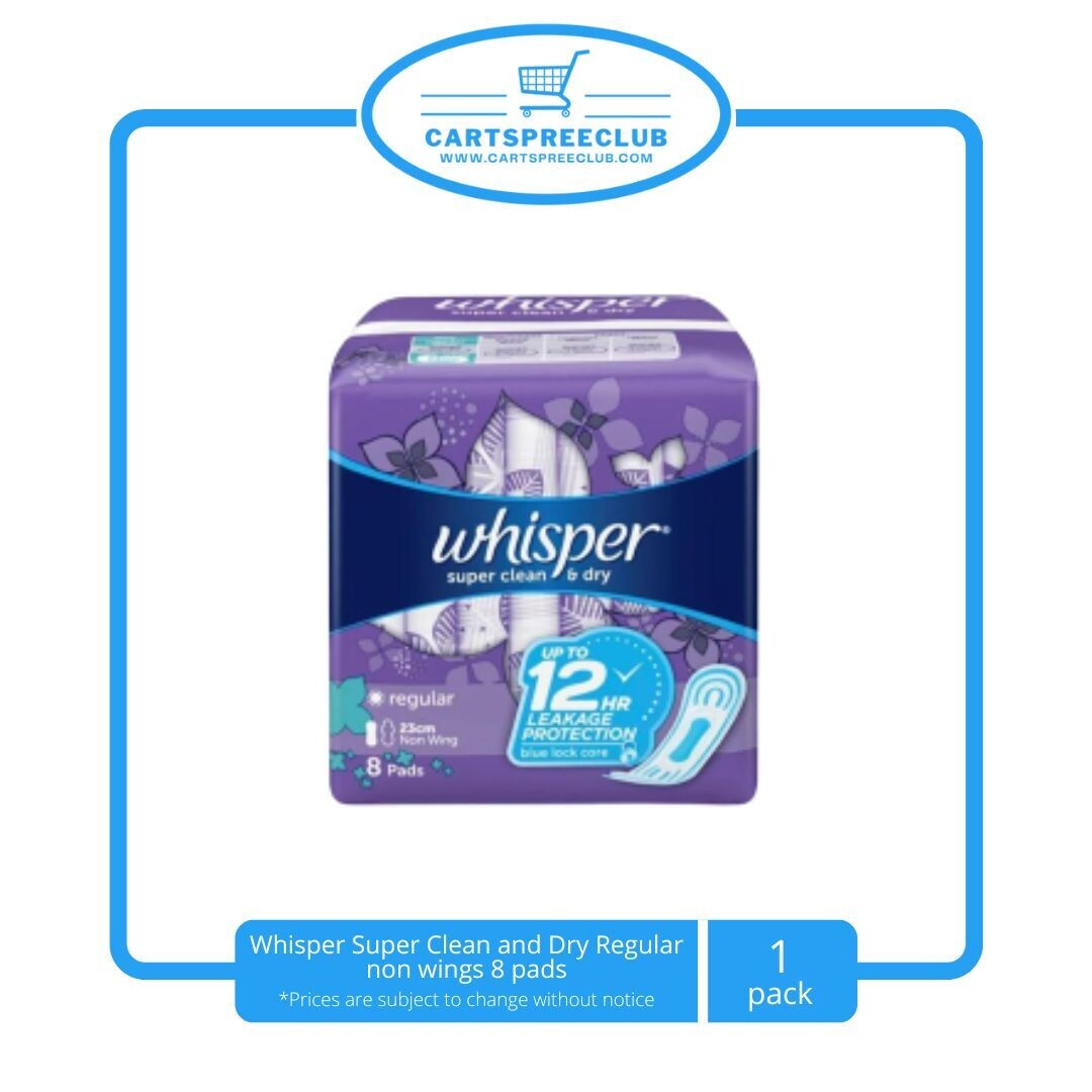 Whisper Super Clean and Dry Regular non wings 8 pads