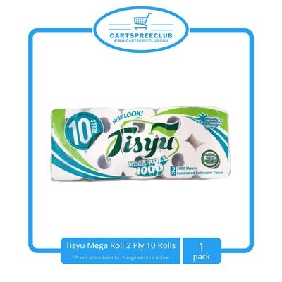 Tisyu Bathroom tissue Mega Roll 1000 Sheets 2 ply 10's
