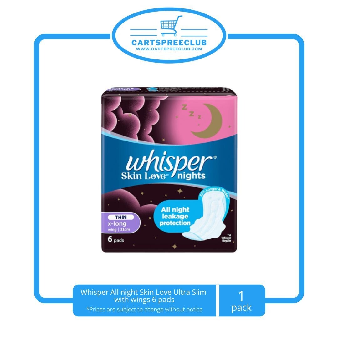 Whisper All night Skin Love Ultra Slim with wings 6 pads