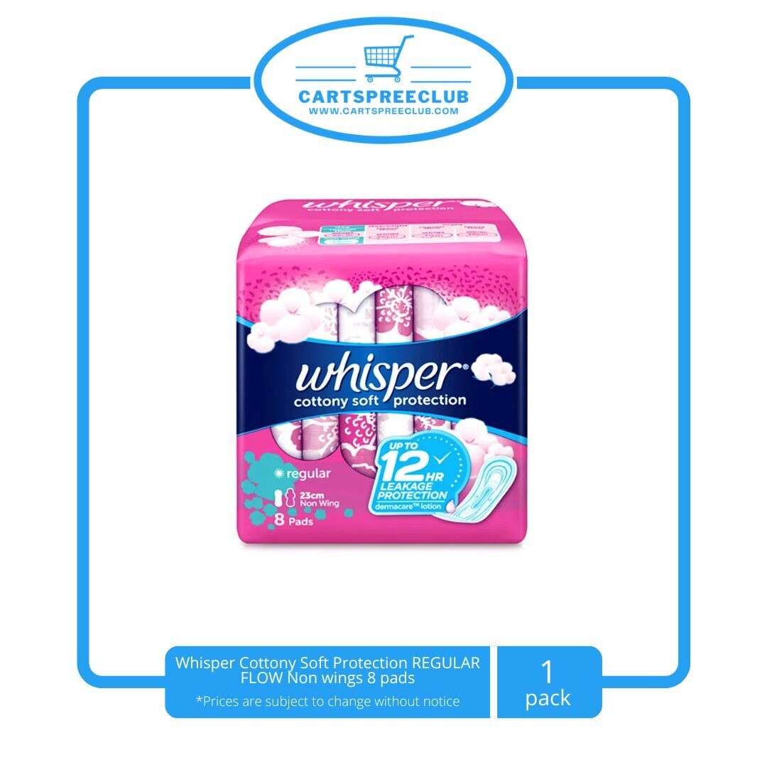 Whisper Cottony Soft Protection REGULAR FLOW non wings 8 pads