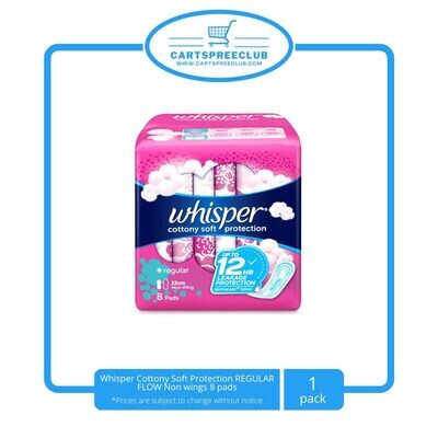 Whisper Cottony Soft Protection REGULAR FLOW non wings 8 pads