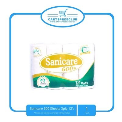 Sanicare 600 Sheets 3ply 12's