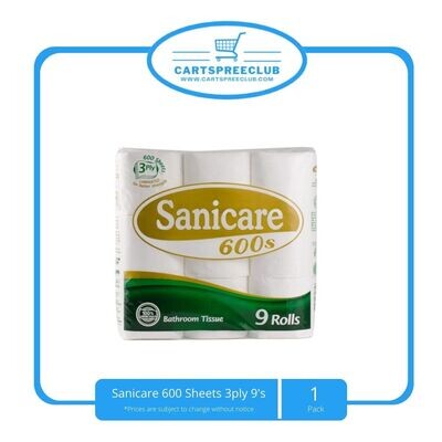 Sanicare 600 Sheets 3ply 9's