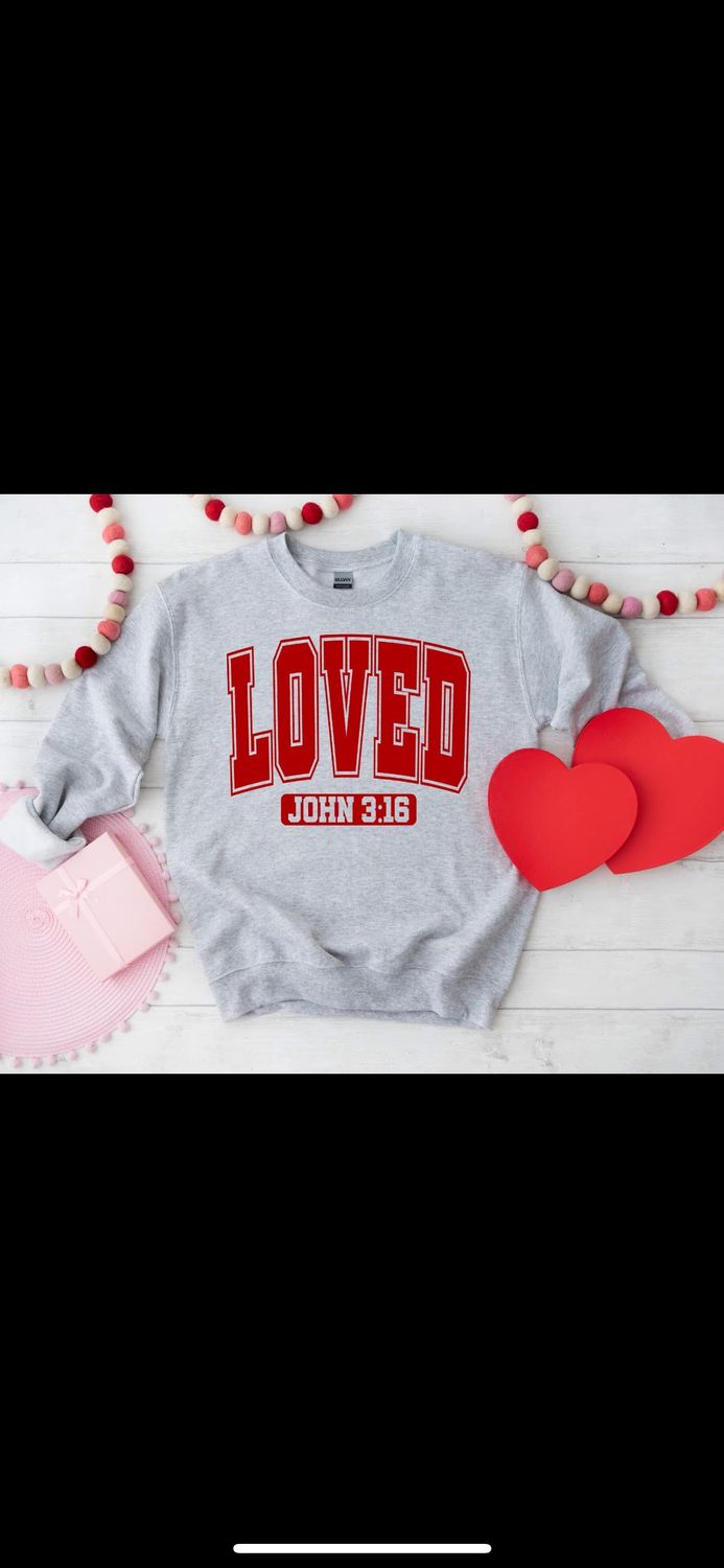 Valentine&#39;s Sweatshirt - RED &quot;LOVED&quot;