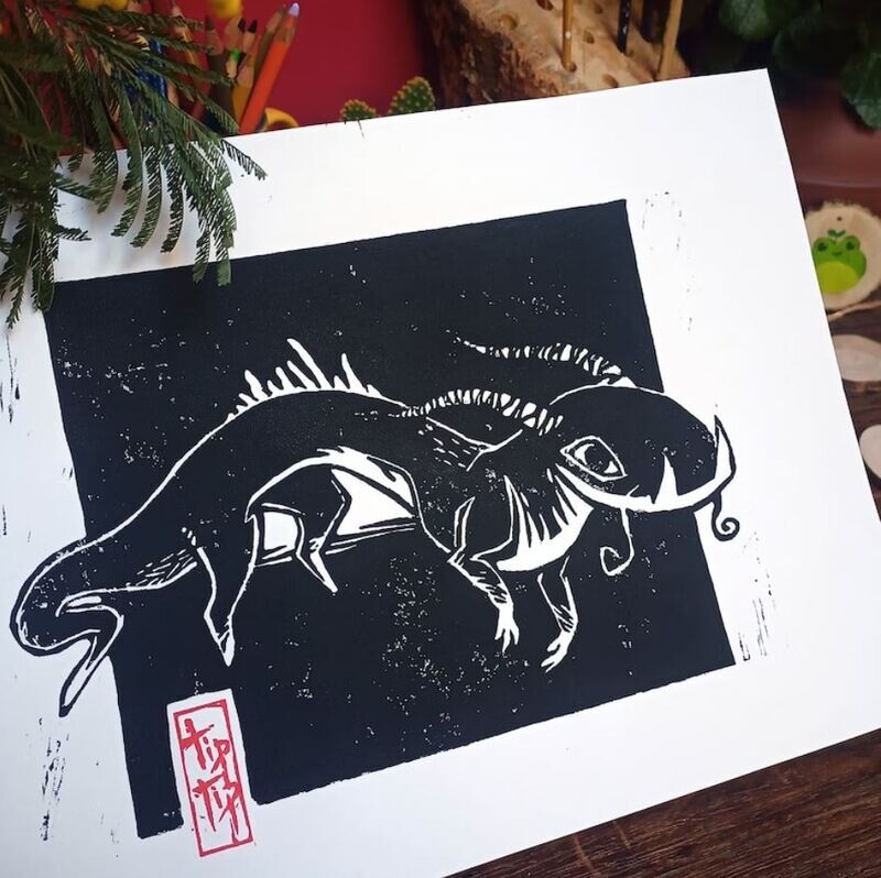 Linogravure de Monstre