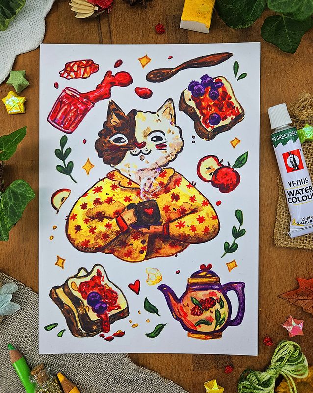 💜Le petit déjeuner du chat : tartines, confiture et bonheur🍞