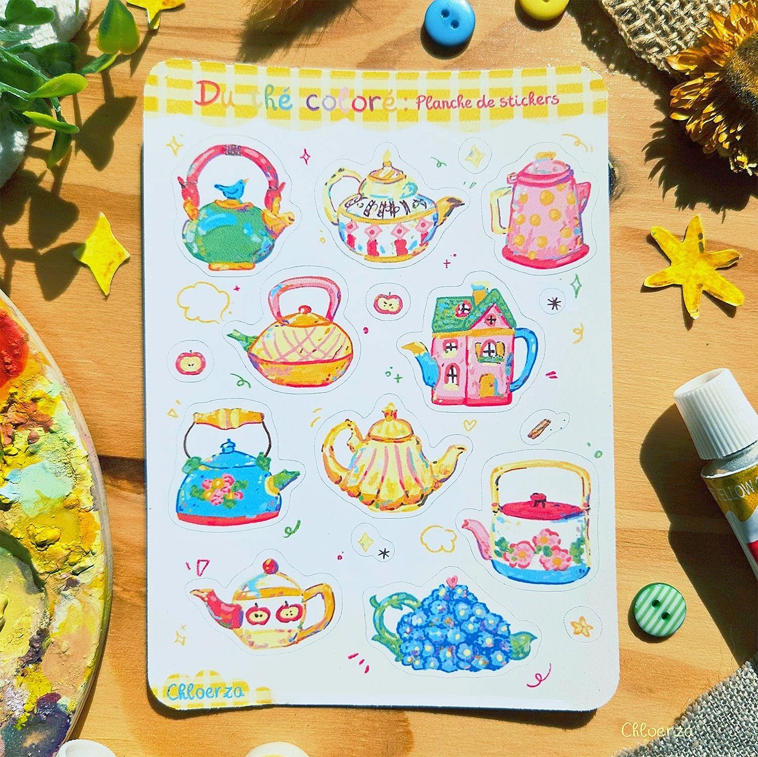 ☕ Planche de stickers théières ✨️