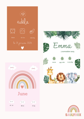 Affiche personnalisable de naissance
