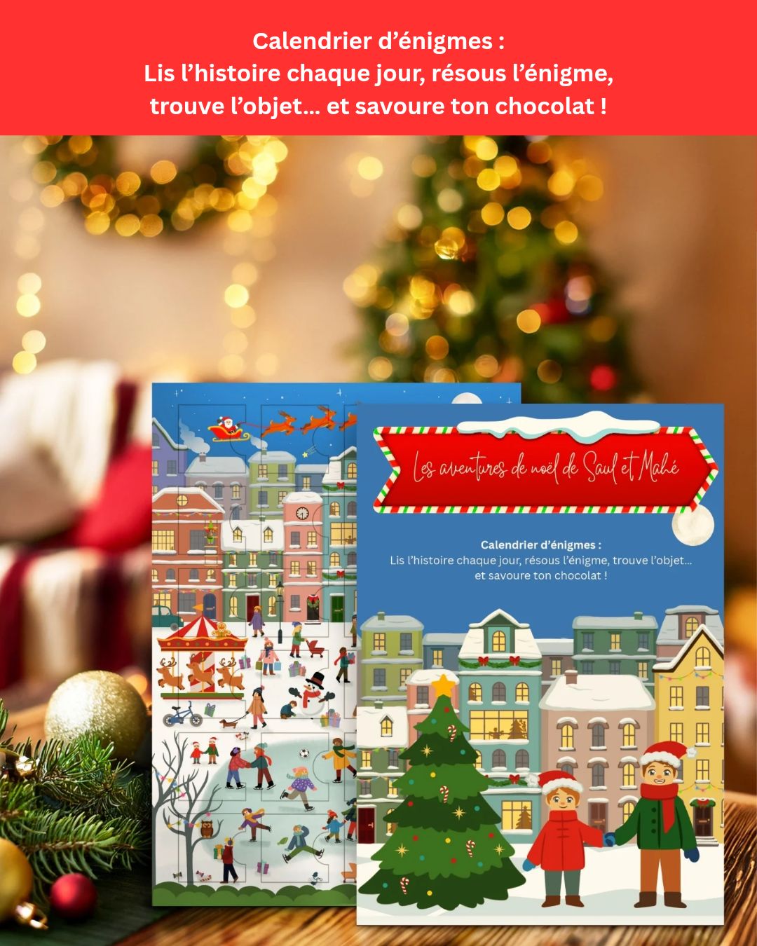 Calendrier de l’Avent enfant chocolat – cherche et trouve, énigmes 