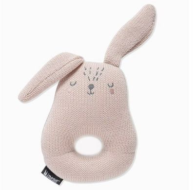Hochet tricot - lapin rose