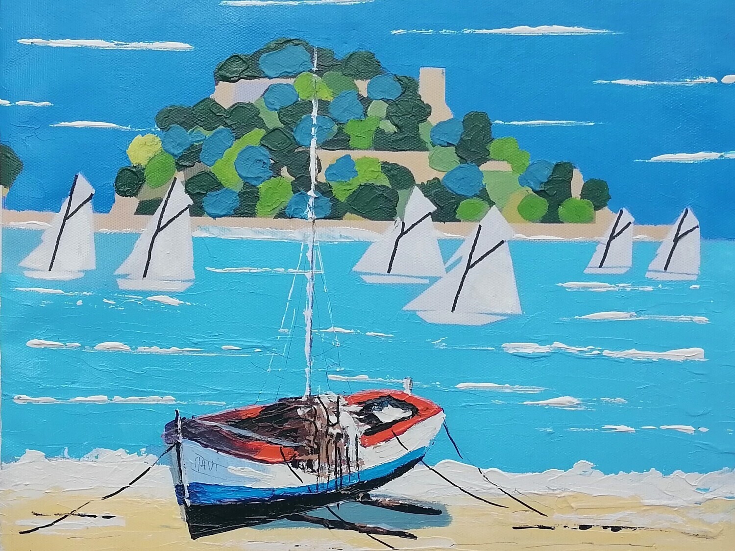 Pointu Vers le fort de Brégançon 46X38 cm