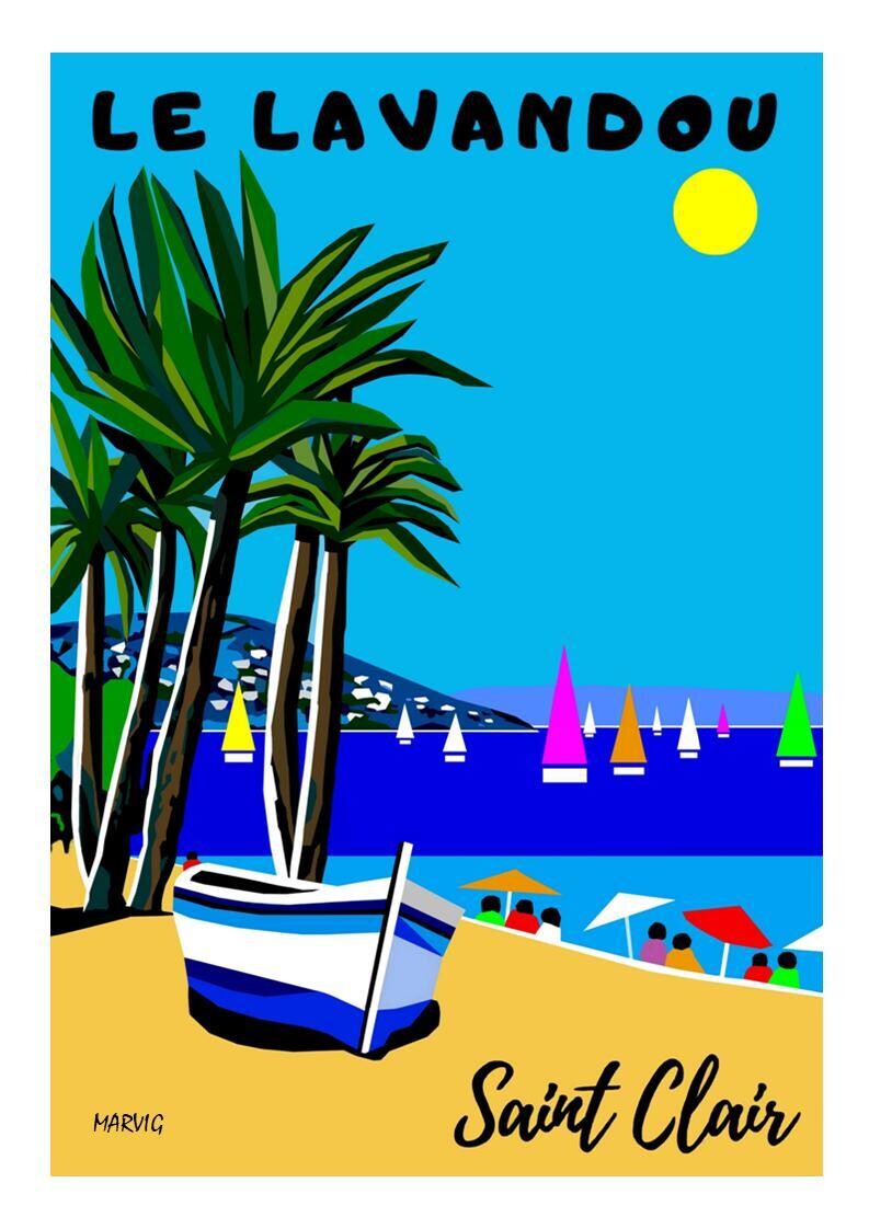 REPRODUCTION SUR TOILE . Le Lavandou -Saint clair