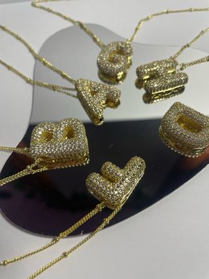 Iced Out Bubble Initial Necklace