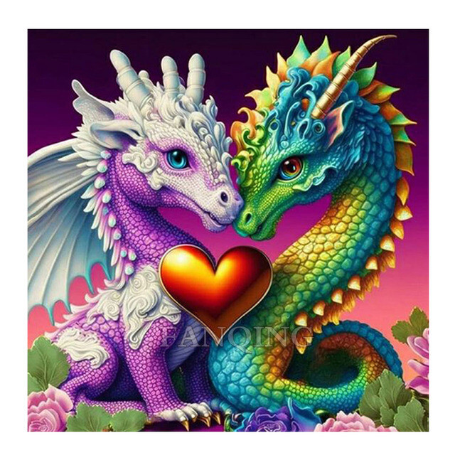 Dragons in Love - Diamond Painting kit