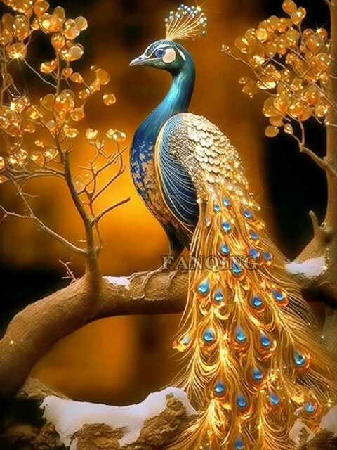 Golden Peacock - Diamond Painting kit