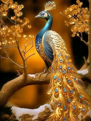 Golden Peacock - Diamond Painting kit